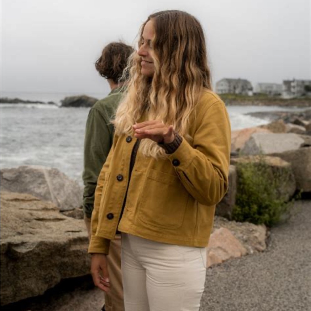 Women's Mustard Button-Front Utility Jacket